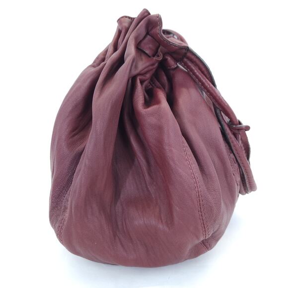 Adrienne Vittadini Hobo Bag Burgundy Leather Shoulder Slouchy Pocket Boho Y2K - Picture 3 of 14